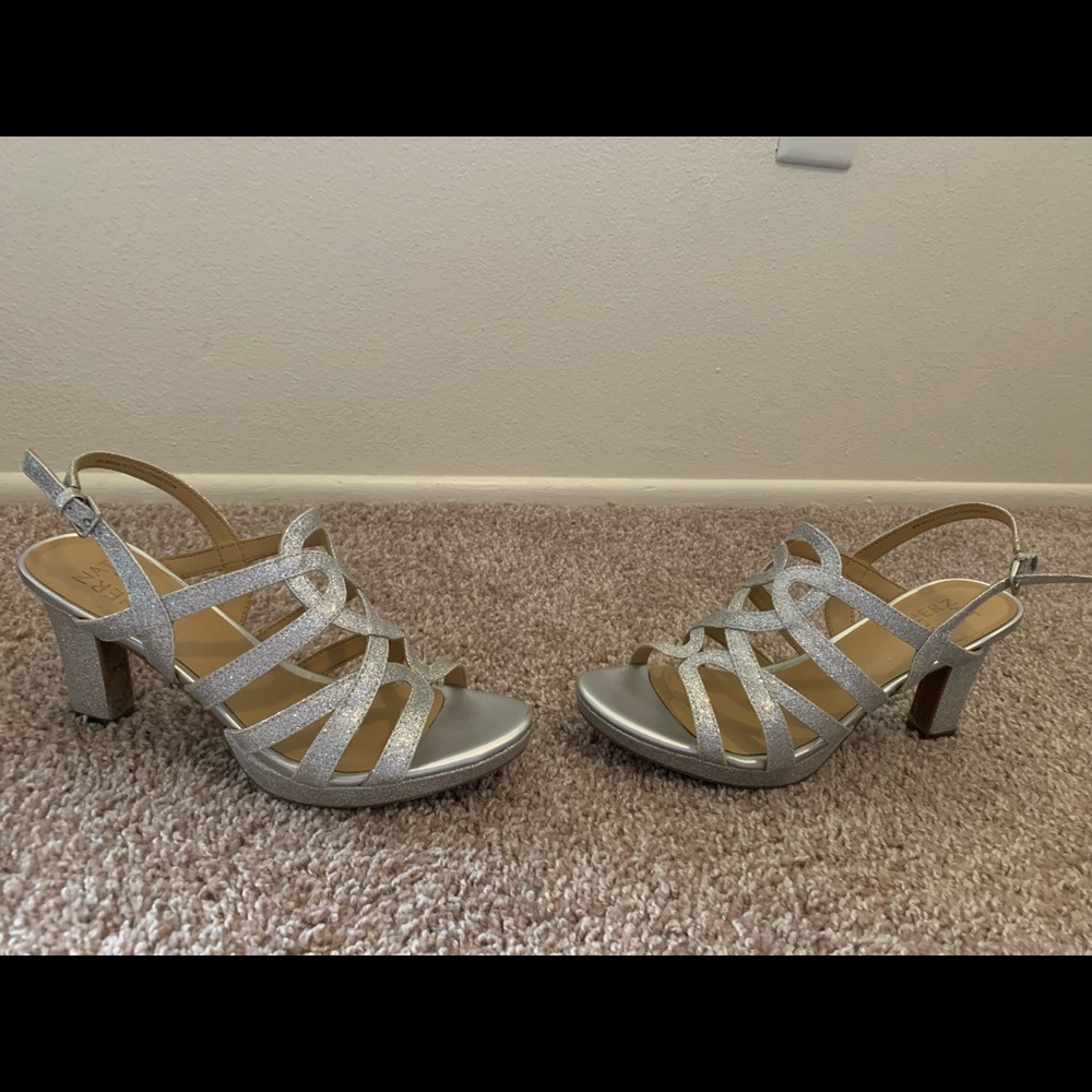 Naturalizer Silver Sparkly Heeled Sandals